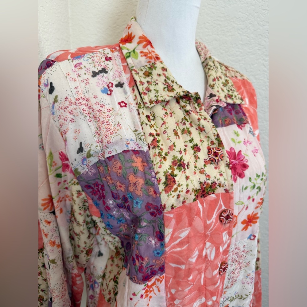 Casual Studio Multi Colored Floral Button Down Jacket Medium - Picture 2 of 7